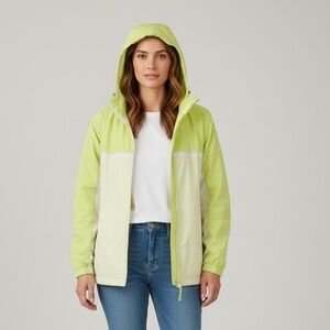 Columbia Woman’s Size Medium Full Zip Hooded Windbreaker Jacket Green Outdoor